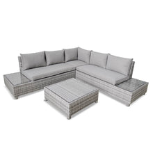Load image into Gallery viewer, Grey Weave Modular Lounge Set with Glass Tabletop
