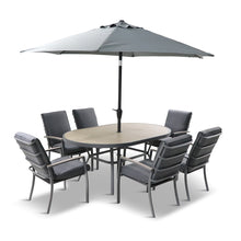 Load image into Gallery viewer, Aluminium 6-Seat Dining Set with Ceramic Glass Tabletop
