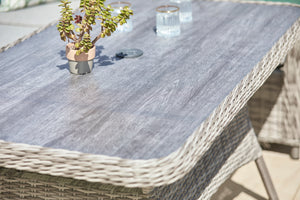 Grey Weave Rectangular Modular Dining Set with Ceramic Tabletop