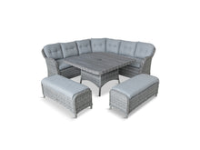 Load image into Gallery viewer, Grey Weave Large Square Modular Dining Set with Ceramic Tabletop
