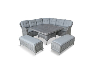 Grey Weave Large Square Modular Dining Set with Ceramic Tabletop