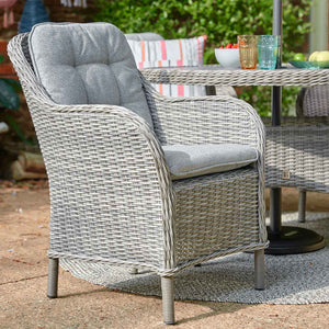 Grey Weave 4-Seat Dining Set with Ceramic Tabletop