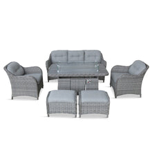 Load image into Gallery viewer, Grey Weave Lounge Dining Set with Ceramic Tabletop
