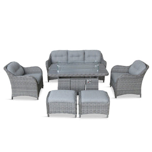 Grey Weave Lounge Dining Set with Ceramic Tabletop