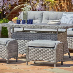 Grey Weave Lounge Dining Set with Ceramic Tabletop