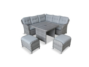 Grey Weave Compact Modular Dining Set with Ceramic Tabletop